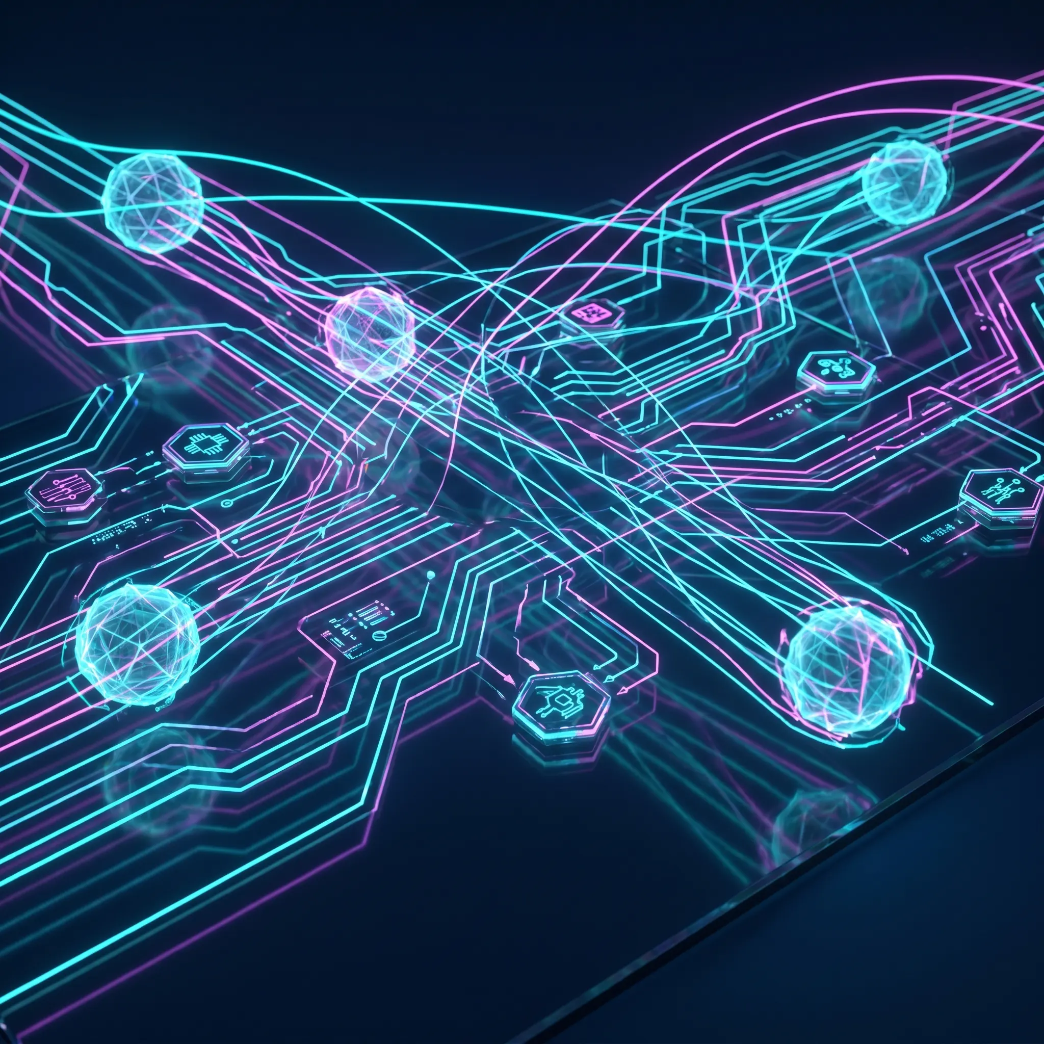 Publast Net article signal routed through a neon publication mesh