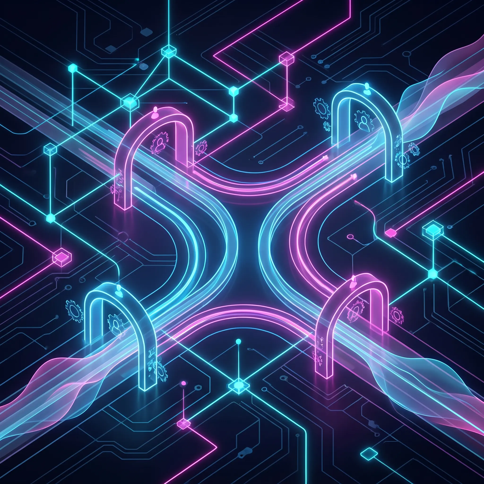 Abstract publication routing table with glowing path segments
