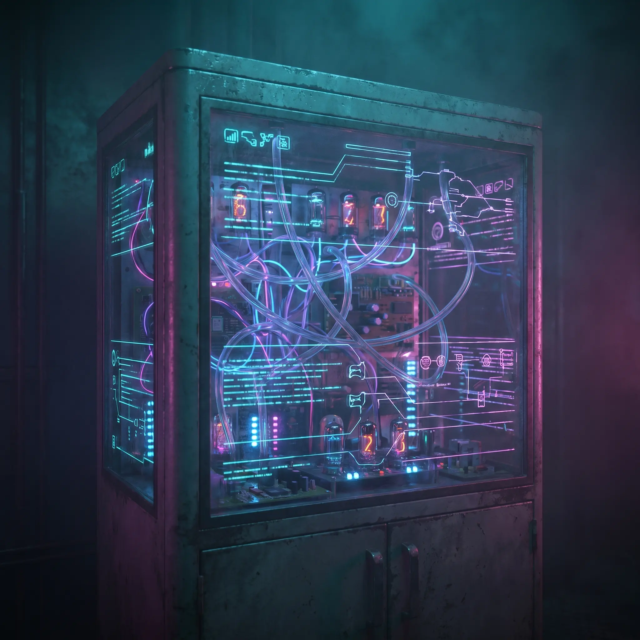 Publication signal cabinet with luminous labeled routing channels